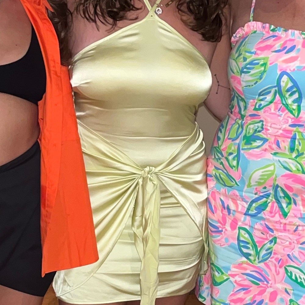 Entity park like green silk dress